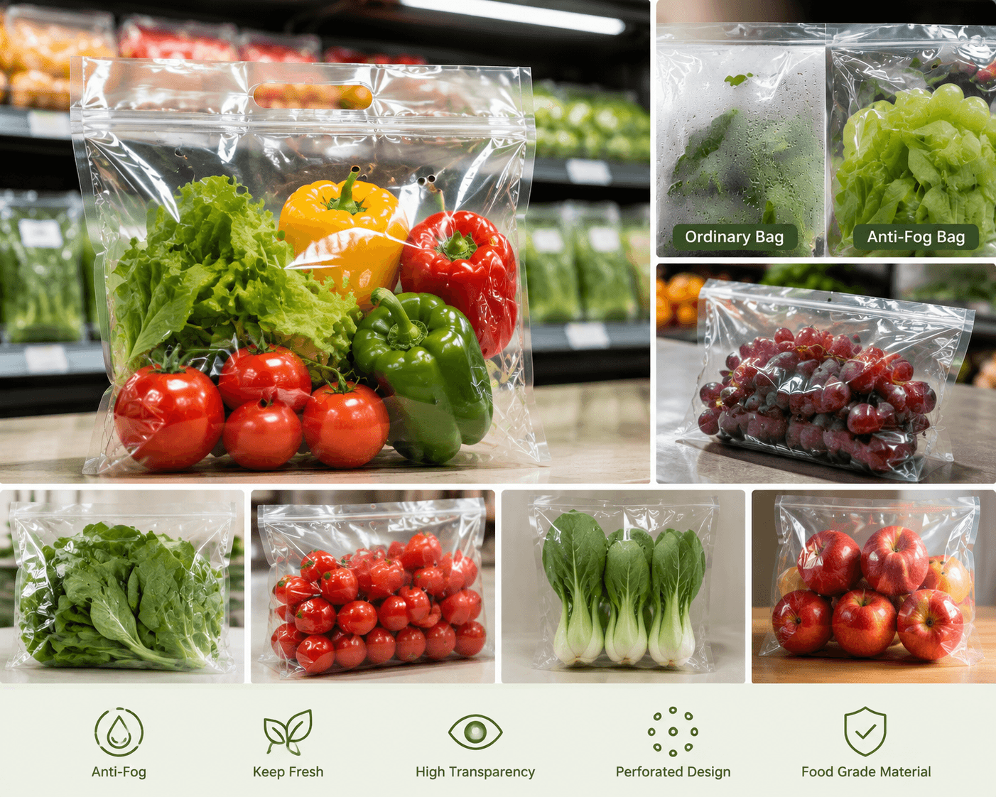 Food-grade CPP anti-fog lidding film for pre-cut vegetable packaging