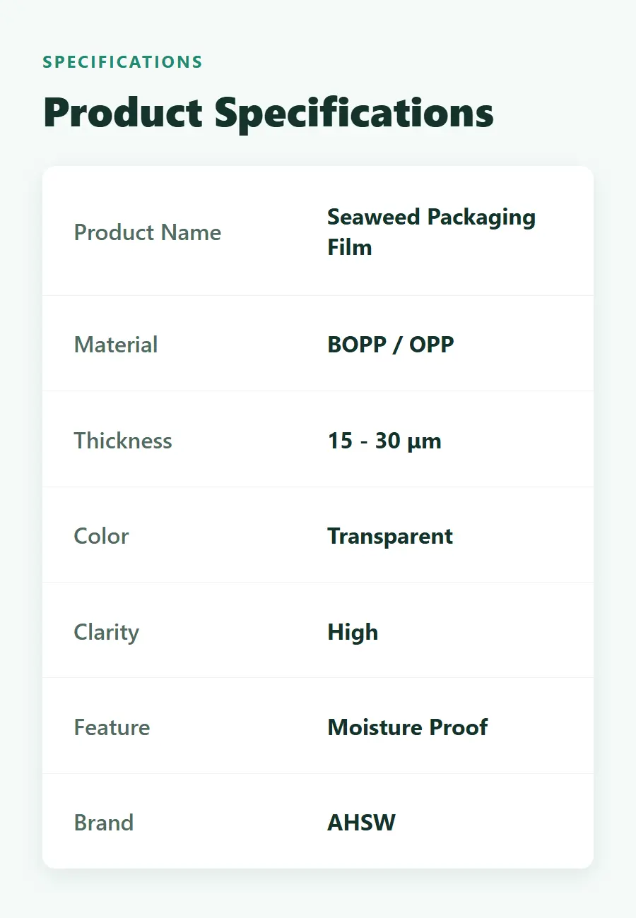 Seaweed Packaging BOPP