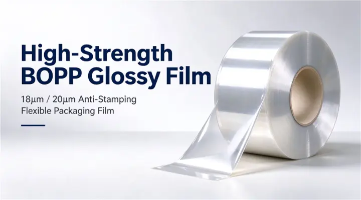 High‑Strength BOPP Glossy Film rolls,18μm 20μm for lamination